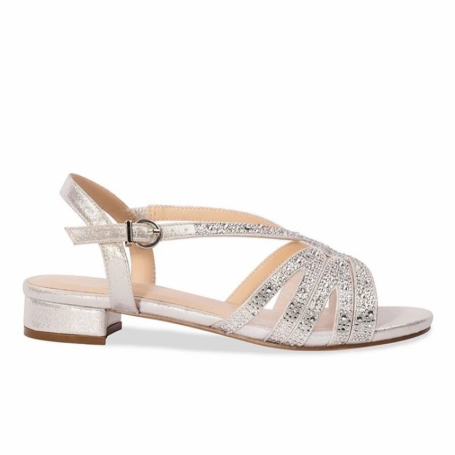 Pink Paradox London Paradox London Quest Silver Shimmer Diamante Wide Fit Flat Sandals Hot