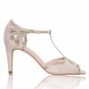 Perfect Bridal Perfect Bridal Esme Blush Suede And Gold Shimmer T-Bar Shoes Clearance