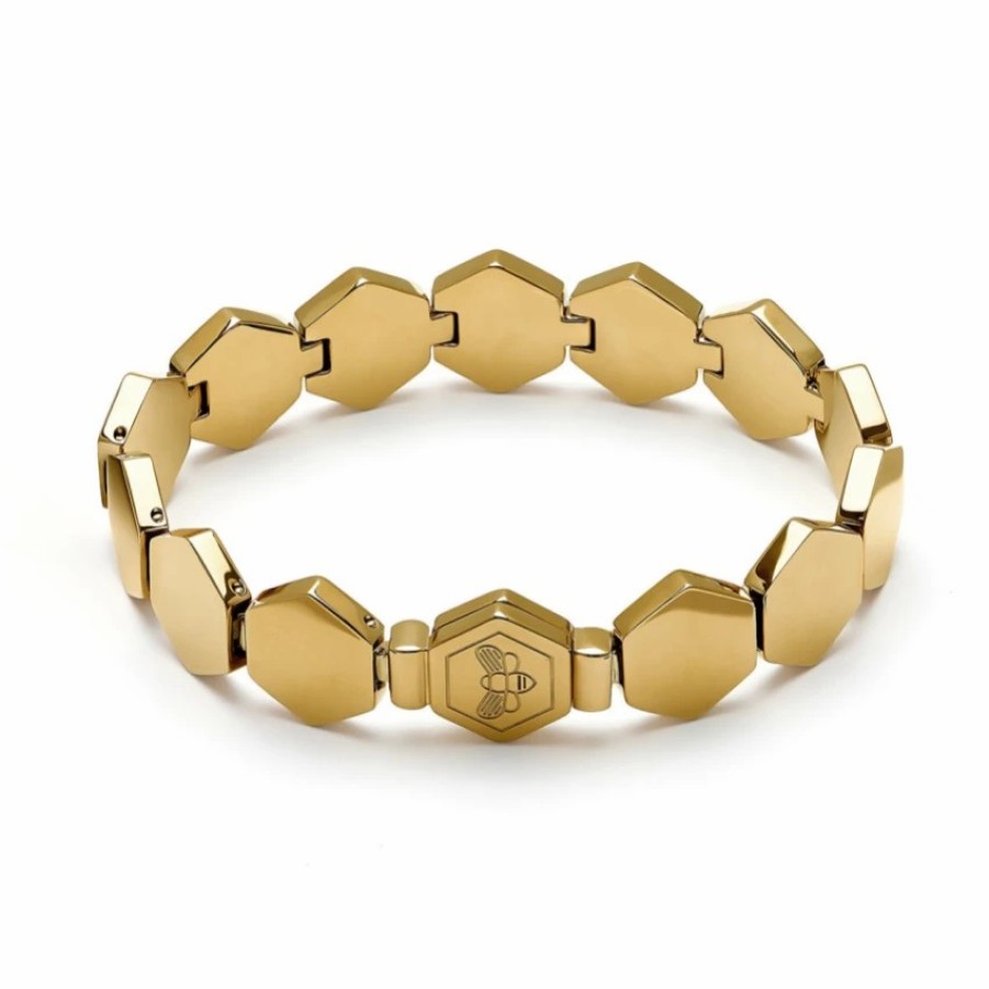 Olivia Burton Olivia Burton Honeycomb Gold Plated Slim Cuff Bracelet Online