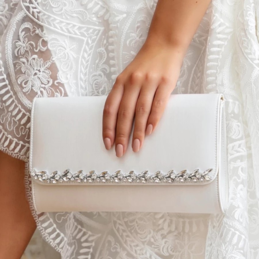 Perfect Bridal Perfect Bridal Yvette Dyeable Ivory Satin And Crystal Clutch Bag Wholesale