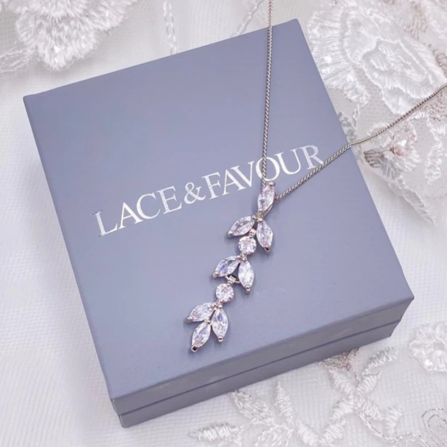 Lace & Favour Aria Silver Cubic Zirconia Pendant Necklace Wholesale