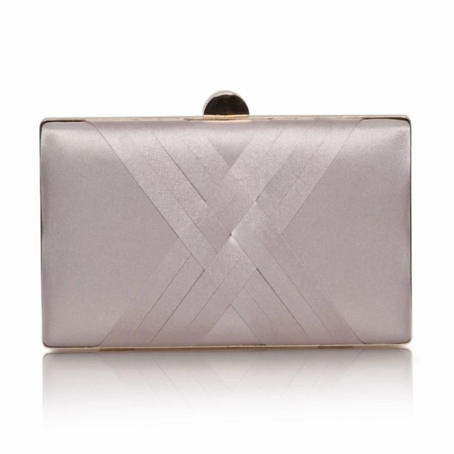 Perfect Bridal Perfect Bridal Bay Taupe Criss Cross Satin Clutch Bag Wholesale