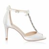 Perfect Bridal Perfect Bridal Phoenix Dyeable Ivory Satin Crystal T-Bar Sandals With Bow Detail (Wide Fit) Online