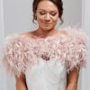 Beverly Hills Bardot Blush Pink Ostrich Feather Bridal Stole Clearance