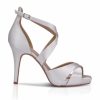 Perfect Bridal Perfect Bridal Kendall Dyeable Ivory Satin High Heel Cross Strap Platform Sandals Online