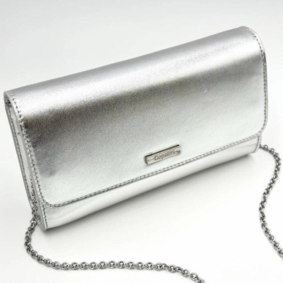 Capollini Capollini Silver Leather Clutch Bag Online