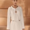 Bianco Evento Bianco Ivory Knitted Long Sleeve Bridal Jacket E431 Clearance