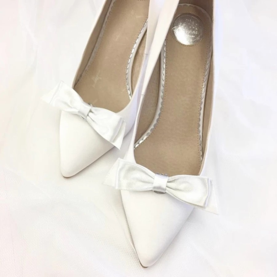 Perfect Bridal Perfect Bridal Rowan Dyeable Ivory Satin Bow Shoe Clips Wholesale