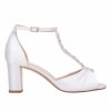 Perfect Bridal Perfect Bridal Dolly Ivory Satin Block Heel Diamante T-Bar Sandals Clearance