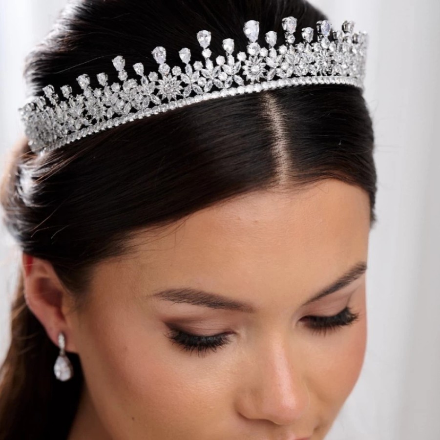 Lace & Favour Windsor Cubic Zirconia Crystal Wedding Tiara Best