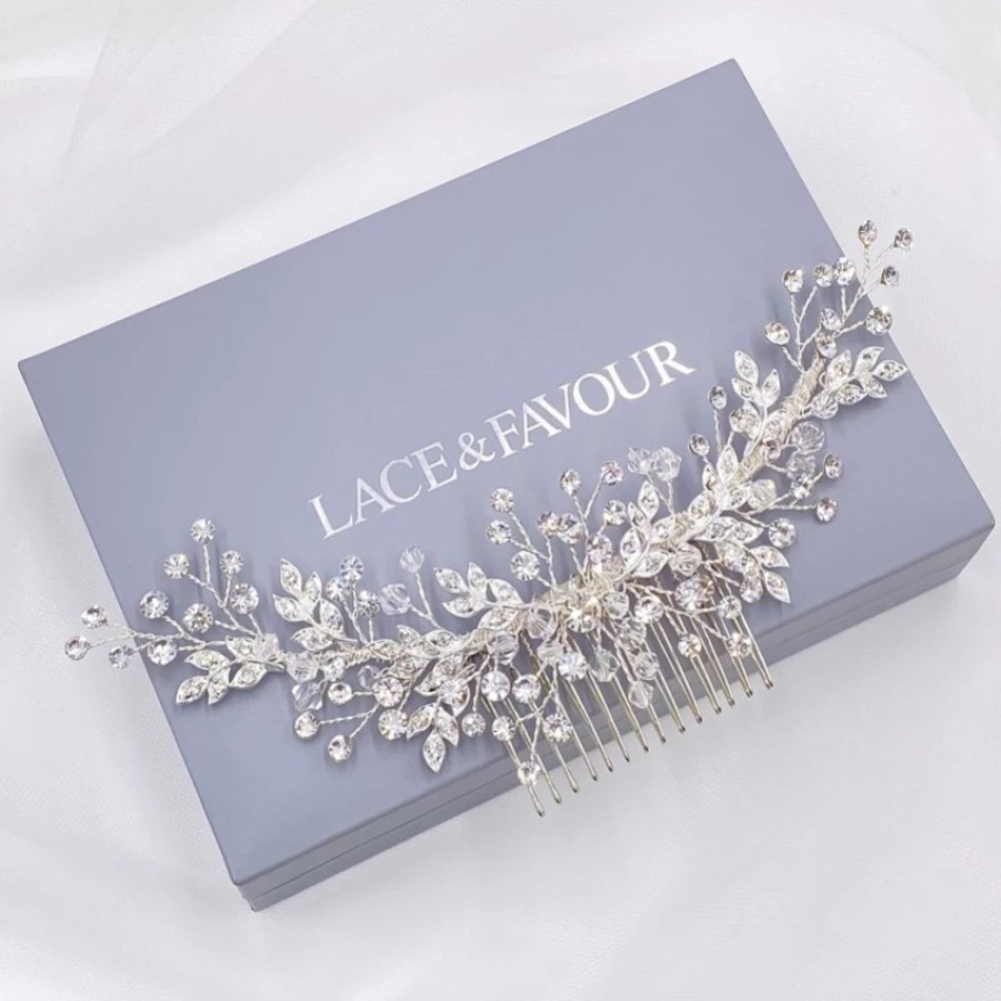 Twilight Designs Harley Diamante And Crystal Leaves Wedding Hair Comb Hot