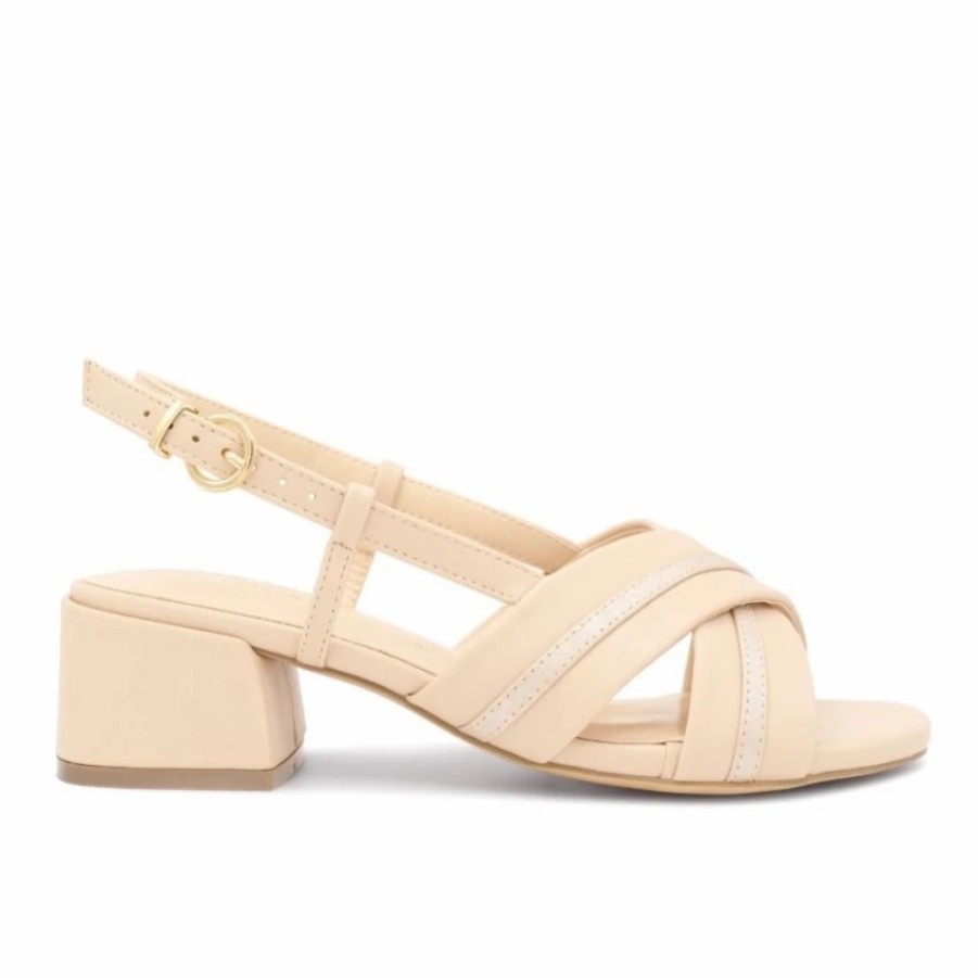 Pink Paradox London Paradox London Nancy Nude Faux Leather Wide Fit Slingback Block Heel Sandals Online