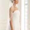 Bianco Evento Bianco Single Tier Fine Lace Edge Fingertip Veil S197 Best