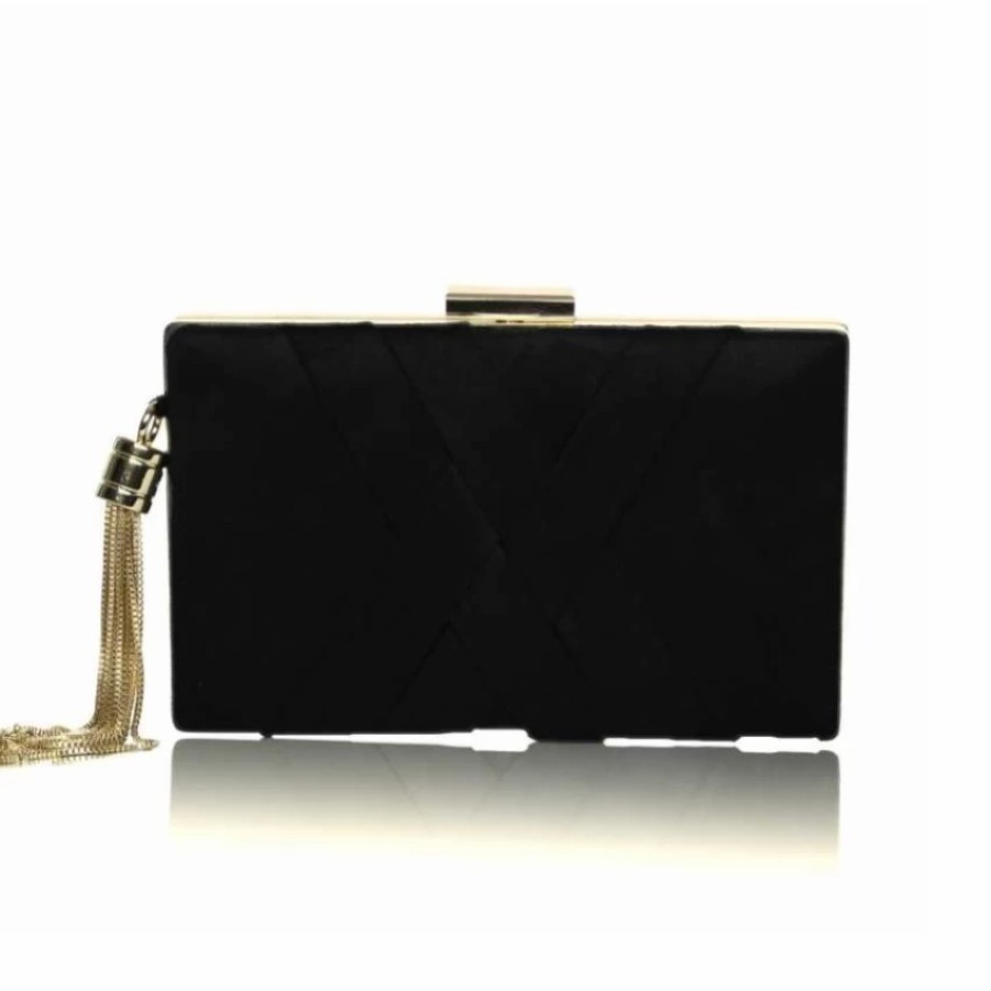 Perfect Bridal Perfect Bridal Anise Black Suede Clutch Bag New