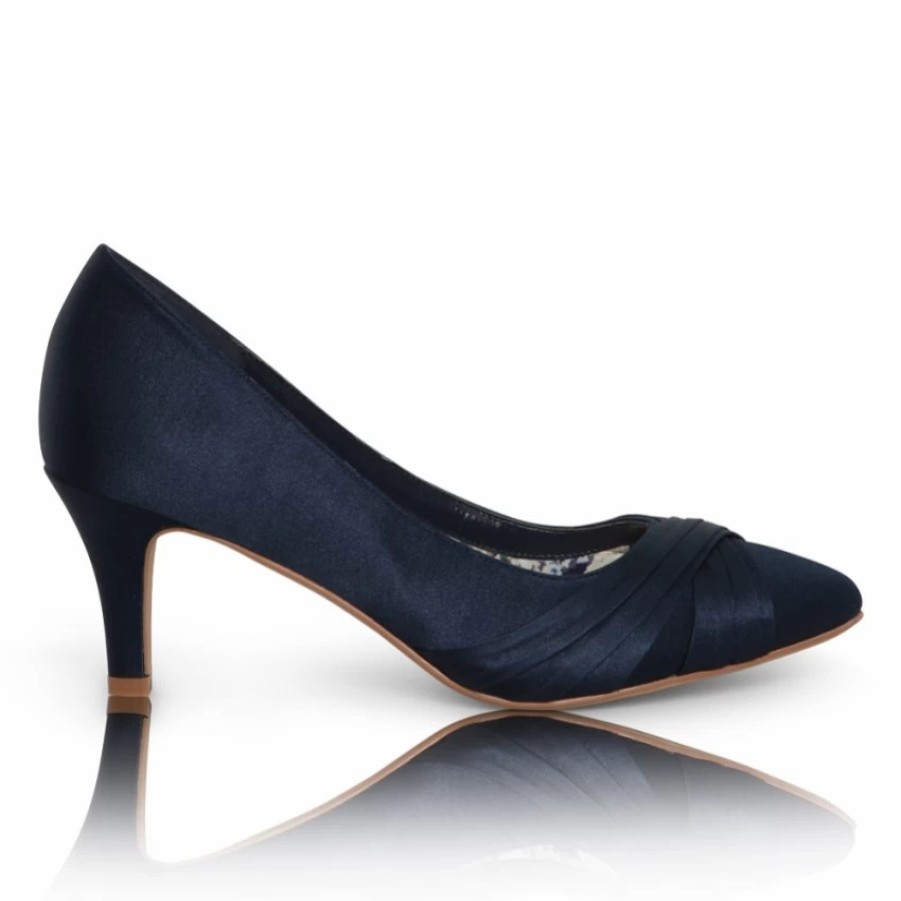 Perfect Bridal Perfect Bridal Sally Navy Satin Mid Heel Court Shoes Clearance