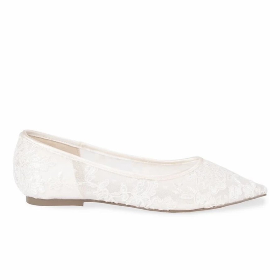 Pink Paradox London Paradox London Impulse Ivory Floral Mesh Lace Flats Wholesale