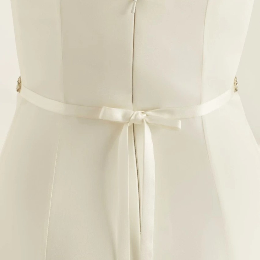 Bianco Evento Bianco Narrow Pearl And Diamante Satin Bridal Belt Hot