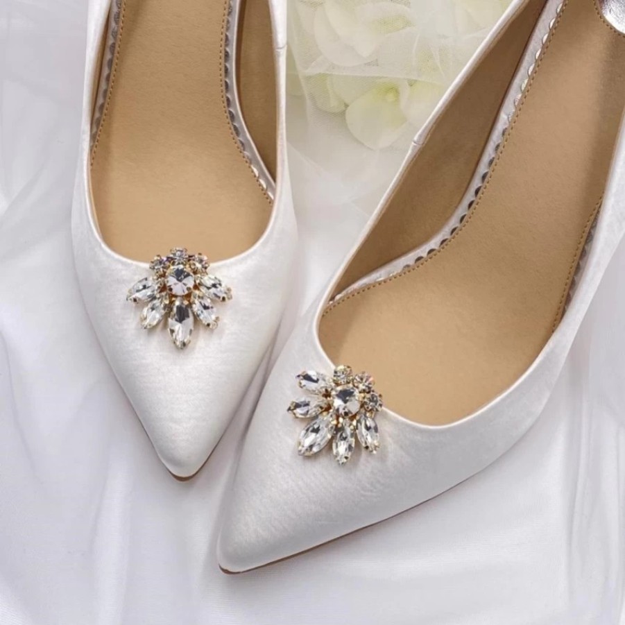 Lace & Favour Precious Gold Crystal Shoe Clips Wholesale