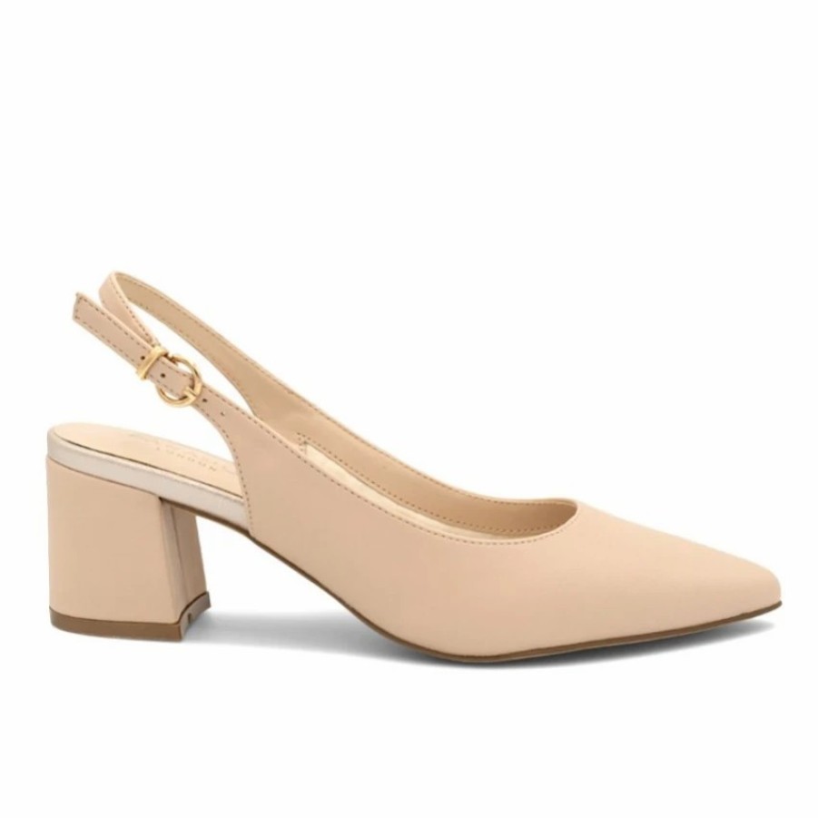 Pink Paradox London Paradox London Isadora Nude Faux Leather Low Block Heel Slingbacks Wholesale