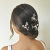 Ivory & Co Ivory And Co Cosmos Silver Crystal And Pearl Hair Pin Set New