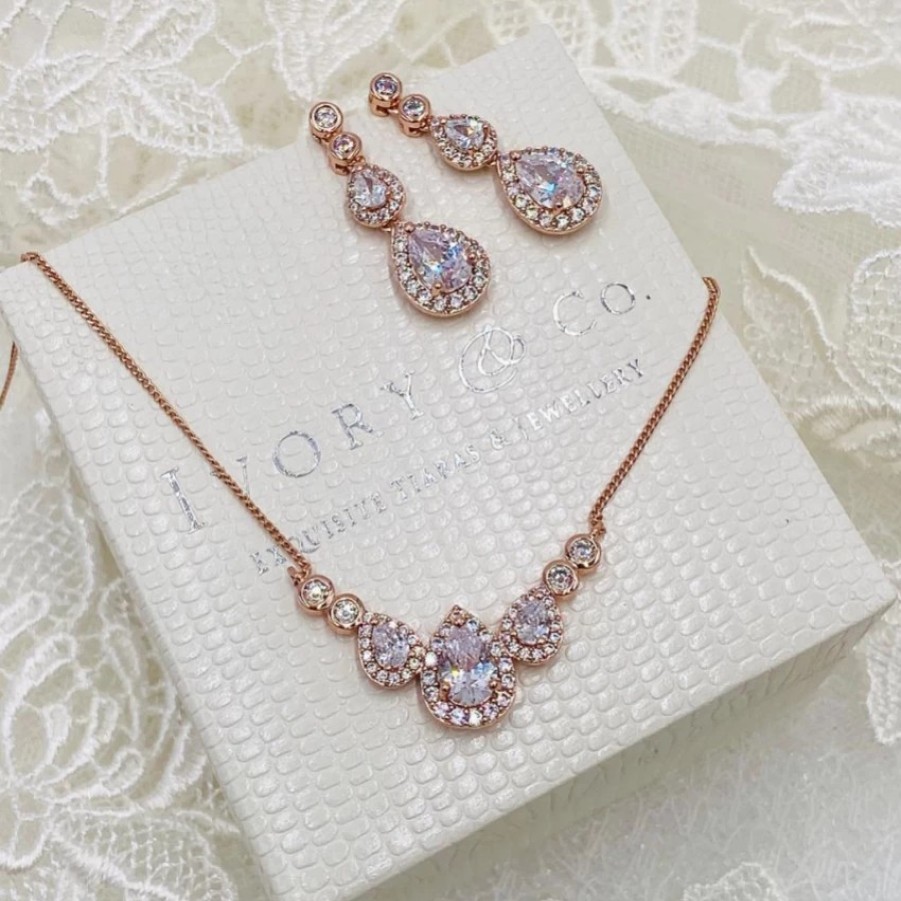 Ivory & Co Ivory And Co Sorbonne Rose Gold Bridal Jewellery Set Best