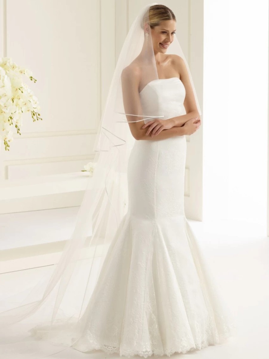 Bianco Evento Bianco Ivory Classic Tulle Two Tier Satin Edge Cathedral Veil S146 Best