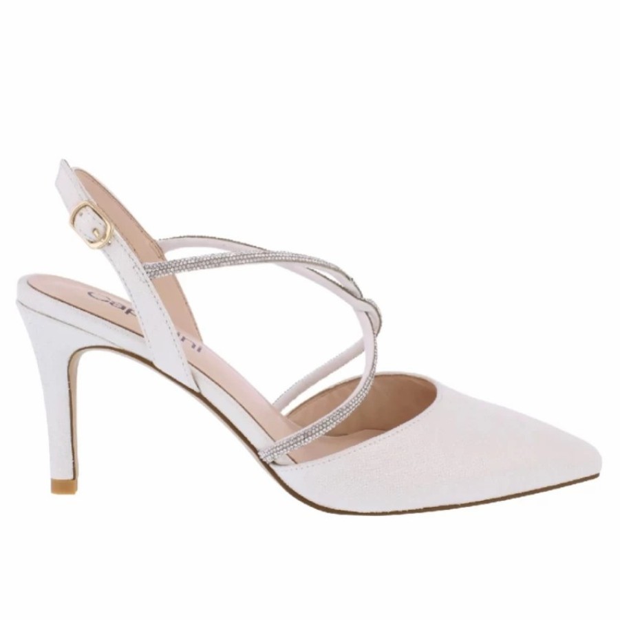 Capollini Capollini Charlotte Cream Nubuck Leather Diamante Cross Strap Slingbacks New