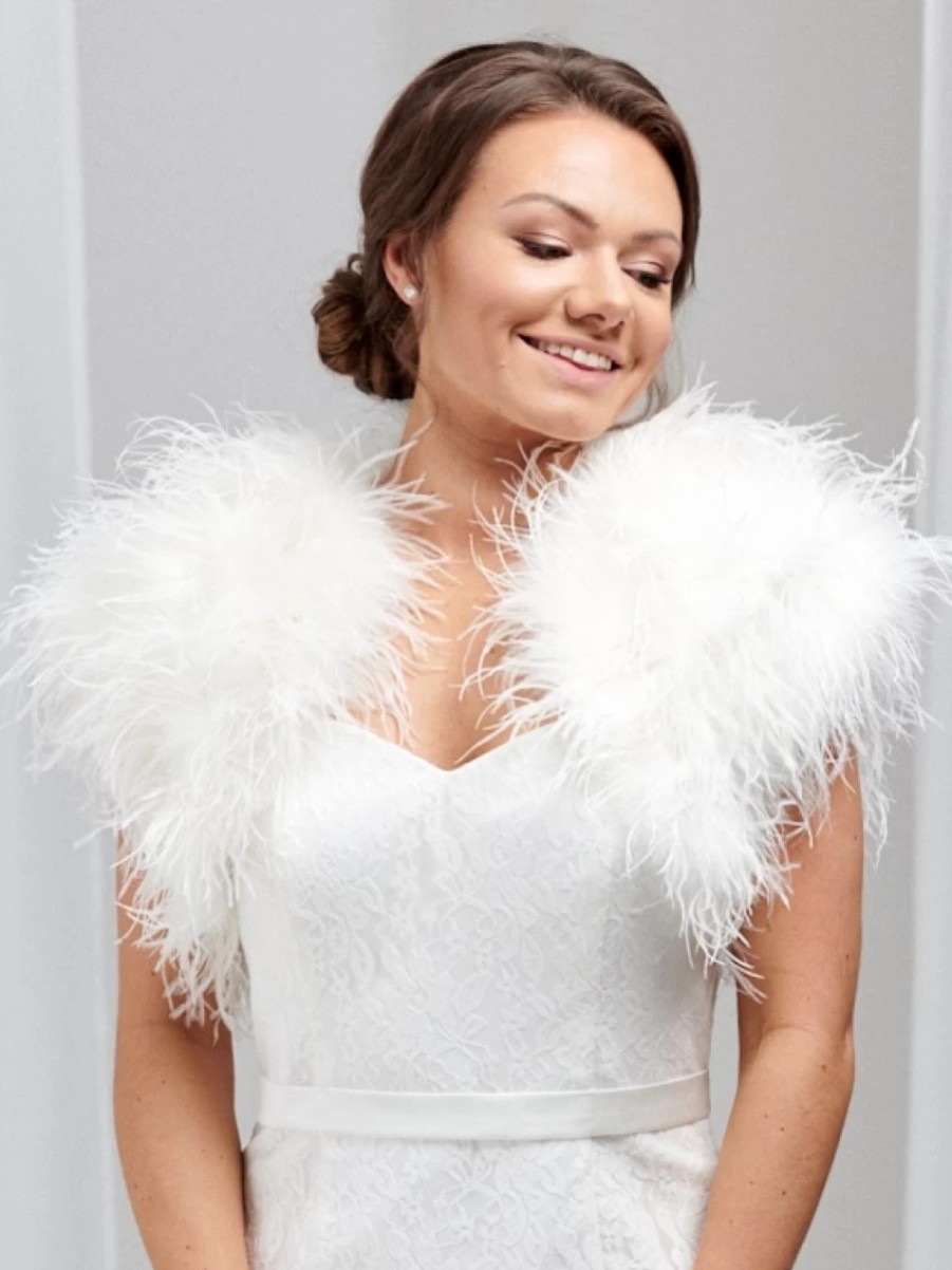 Beverly Hills Hayworth Ivory Ostrich Feather Bridal Bolero Clearance