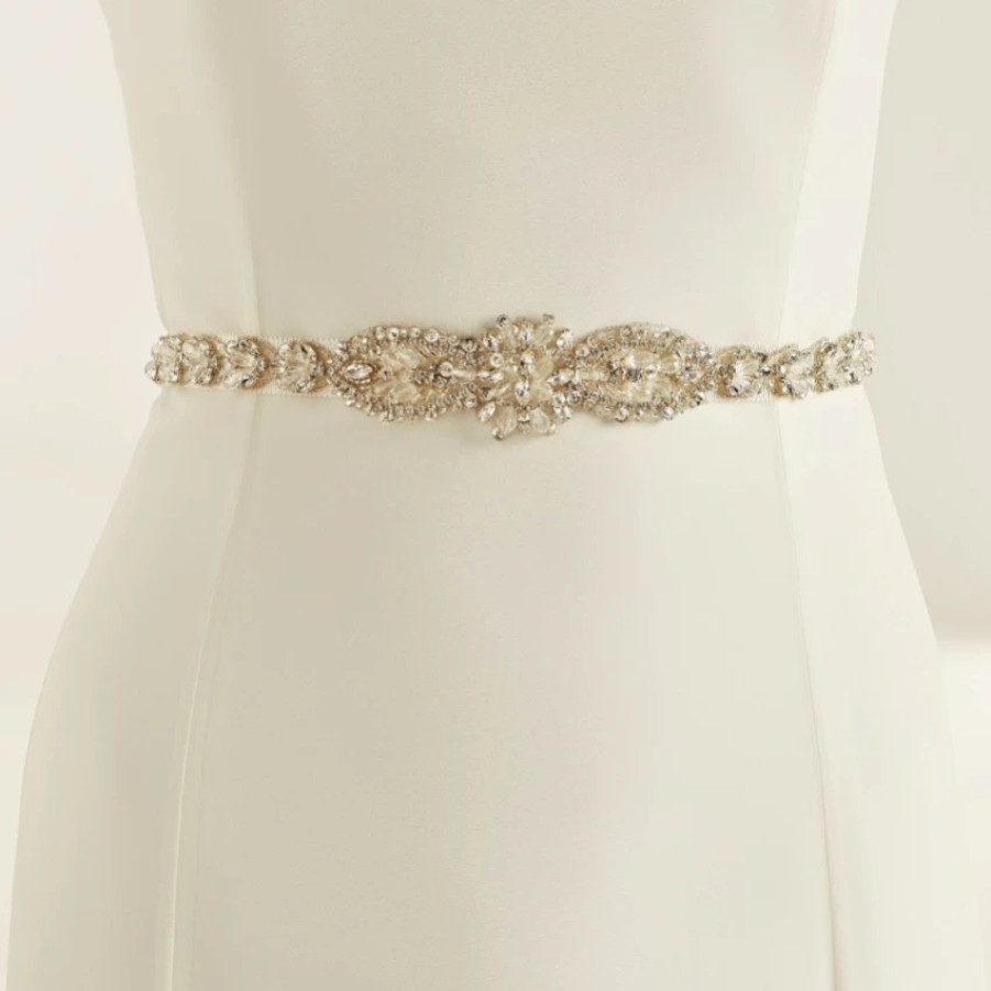 Bianco Evento Bianco Vintage Inspired Crystal Embellished Wedding Belt New