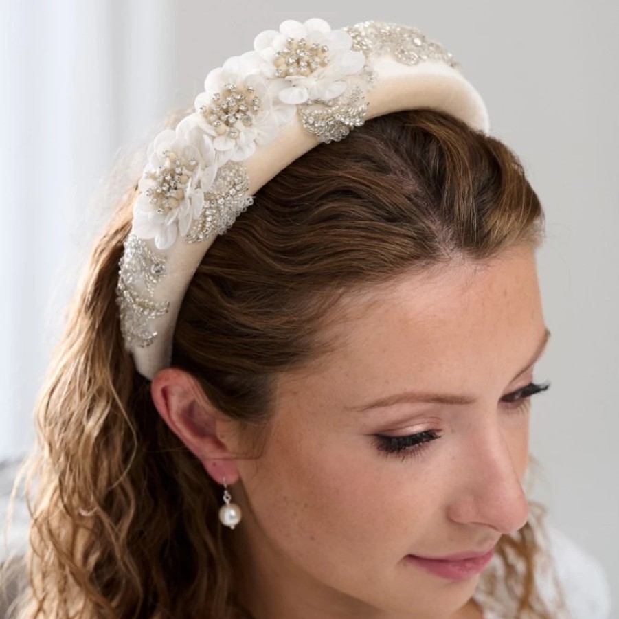 Arianna Arianna Statement Crystal Silk Flowers Headband Ar806 New