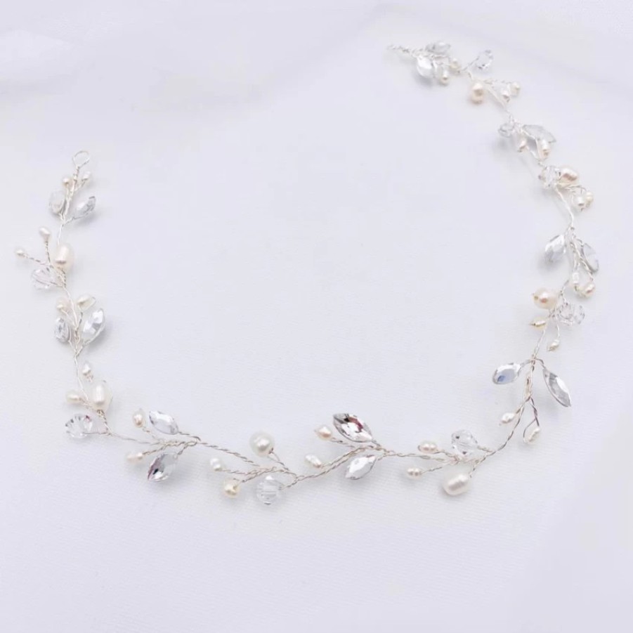 Sass B Sassb Casey Chic Freshwater Pearl Bridal Hair Vine (Silver) Wholesale