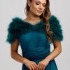 Beverly Hills Scarlet Teal Feather Wedding Wrap New