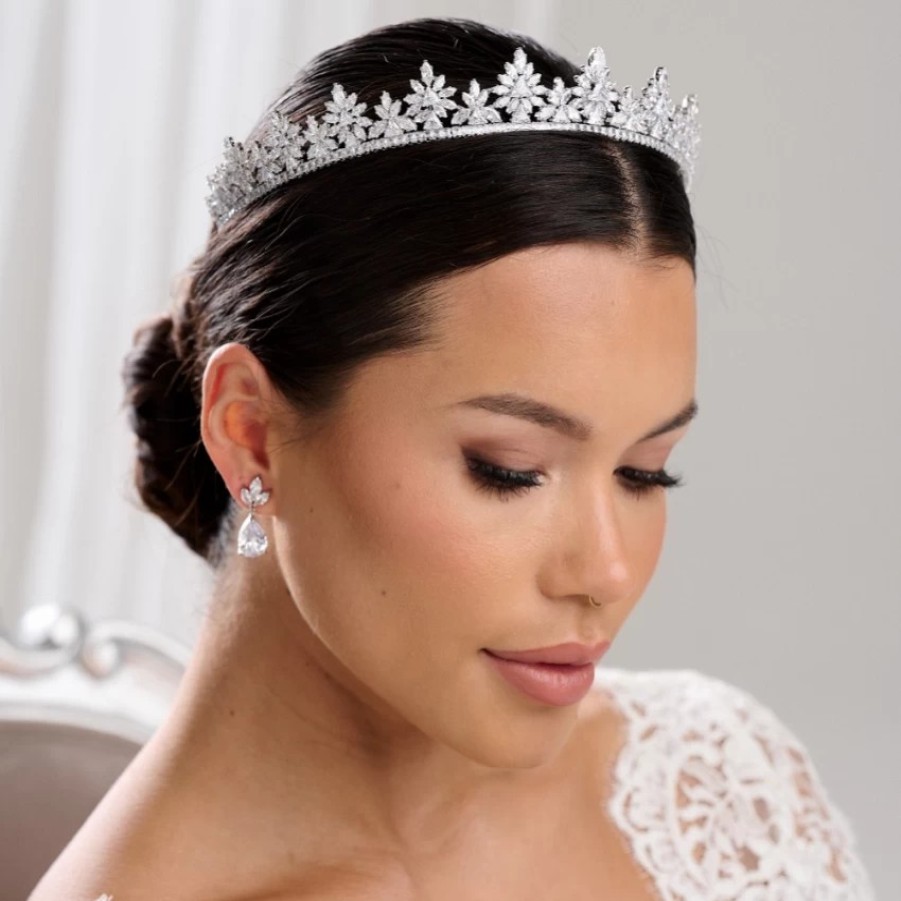 Lace & Favour Kensington Sparkling Cz Crystal Bridal Crown New