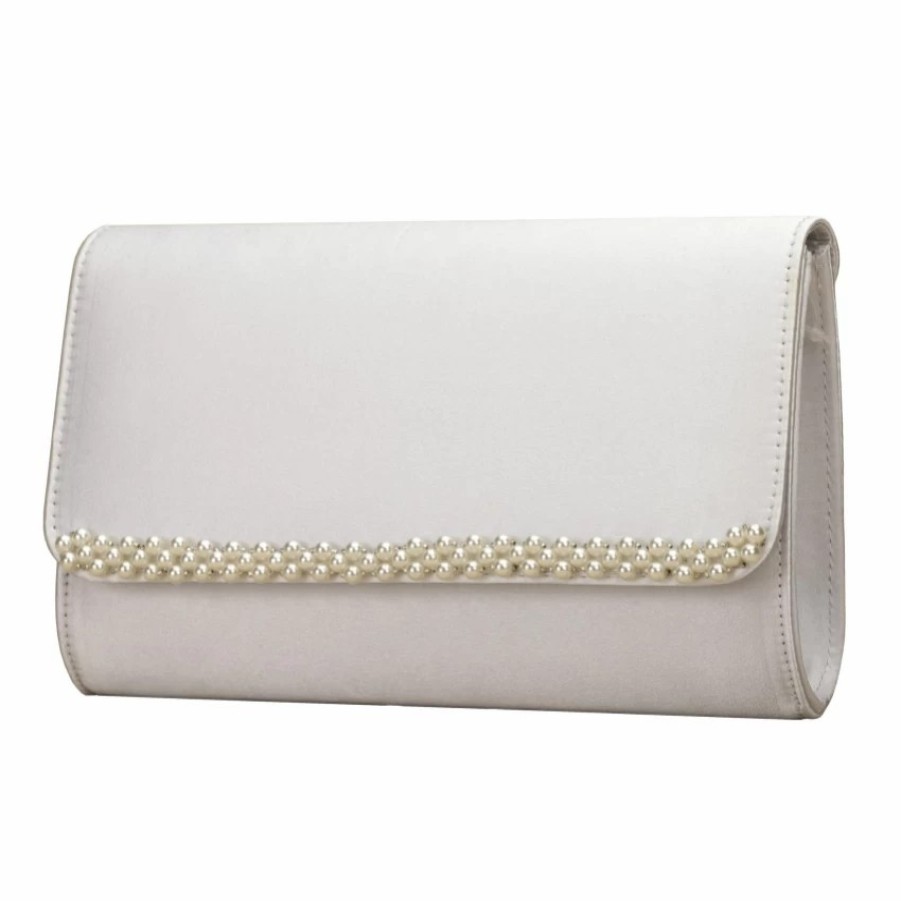 Perfect Bridal Perfect Bridal Celeste Ivory Satin Pearl Embellished Clutch Bag Best