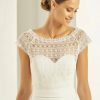 Bianco Evento Bianco Ivory Boho Lace Short Sleeve Wedding Bolero E278 Hot