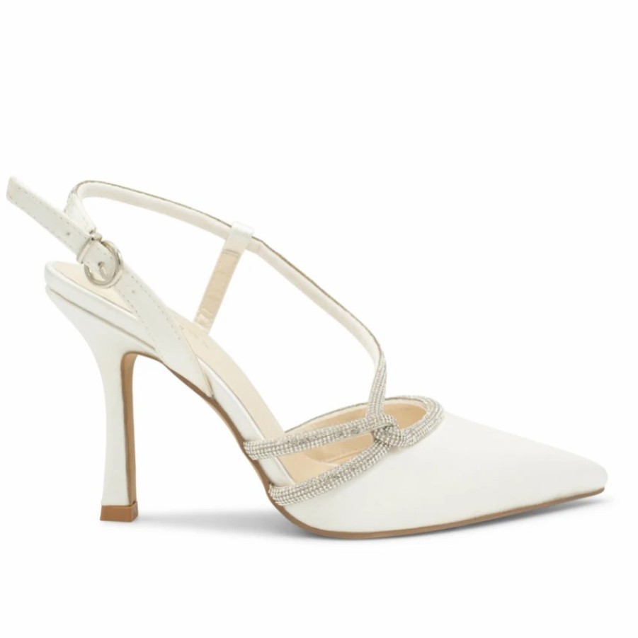 Pink Paradox London Paradox London Calliope Ivory Satin Diamante Slingback Court Shoes Best