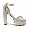 Rainbow Club Rainbow Club Gracie Dyeable Ivory Satin High Block Heel Chunky Platform Sandals Clearance