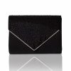 Perfect Bridal Perfect Bridal Anya Black Satin And Diamante Envelope Clutch Bag Hot