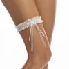 Bianco Evento Bianco Narrow Ivory Lace Wedding Garter With Diamante Bow Wholesale