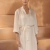 Bianco Evento Bianco Ivory Satin 3/4 Length Sleeve Bridal Robe E439 Hot