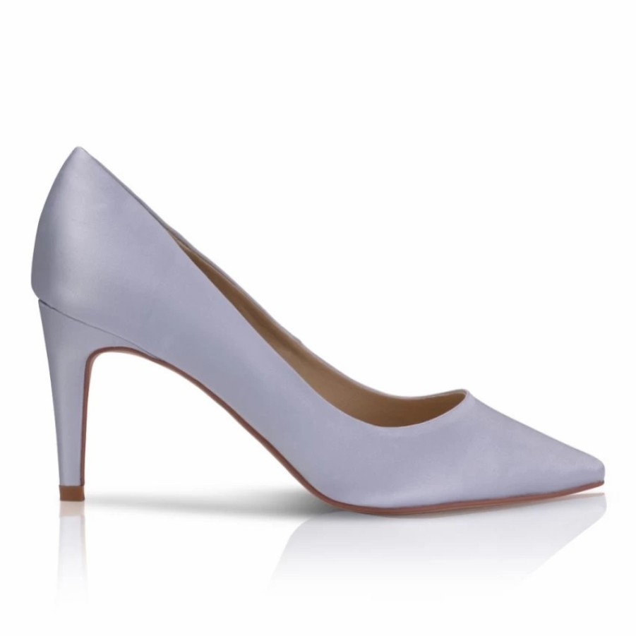 Perfect Bridal Perfect Bridal Rachel Blue Satin Mid Heel Pointed Court Shoes Hot