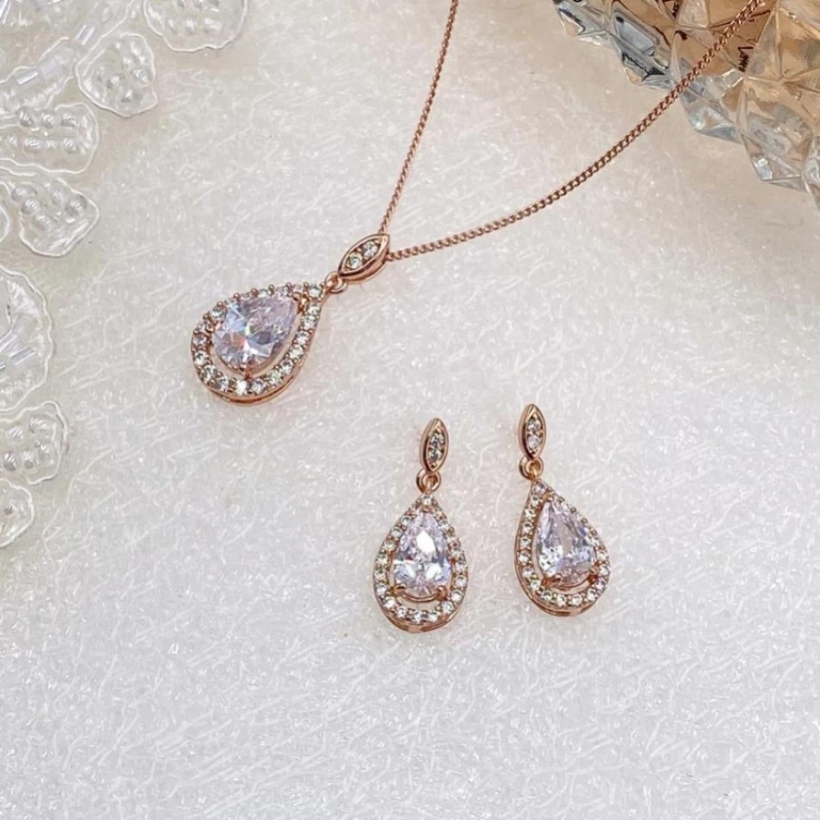 Ivory & Co Ivory And Co Belmont Rose Gold Crystal Bridal Jewellery Set Wholesale