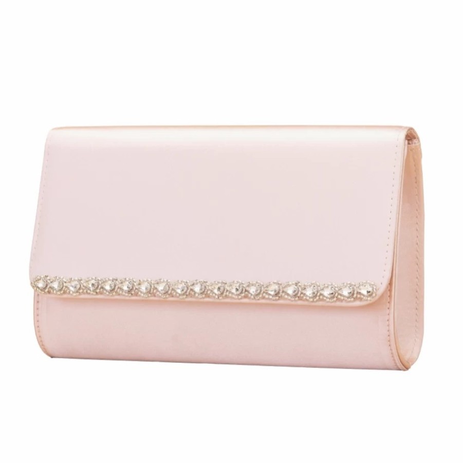 Perfect Bridal Perfect Bridal Dee Blush Satin And Diamante Clutch Bag Wholesale