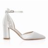 Perfect Bridal Perfect Bridal Indi Dyeable Ivory Satin Block Heel Ankle Strap Court Shoes Online