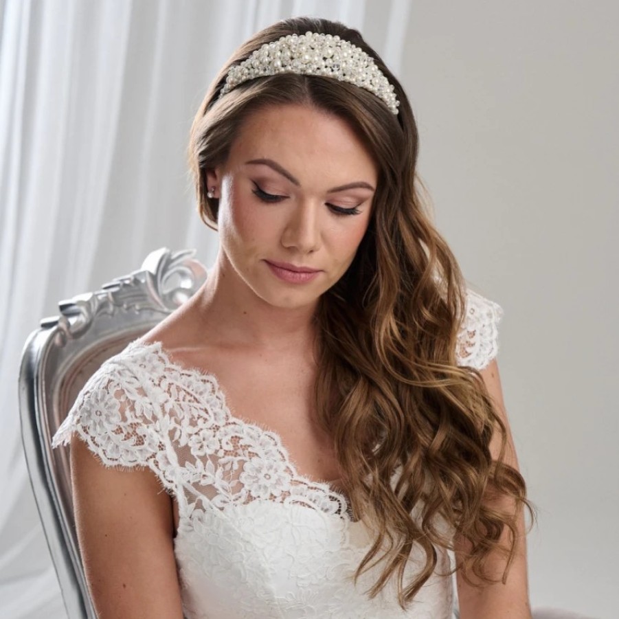 Arianna Arianna Chunky Pearl And Diamante Bridal Tiara Ar810 Clearance