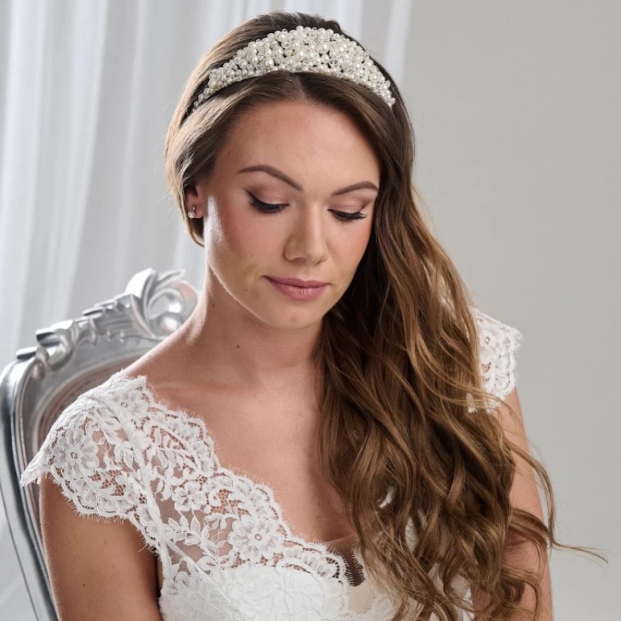 Arianna Arianna Chunky Pearl And Diamante Bridal Tiara Ar810 Clearance