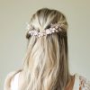 Ivory & Co Ivory And Co Rose Gold Bloom Crystal And Pearl Floral Crescent Hair Clip New