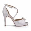 Perfect Bridal Perfect Bridal Charlotte Ivory Satin Pearl Brooch High Heel Platform Sandals Hot