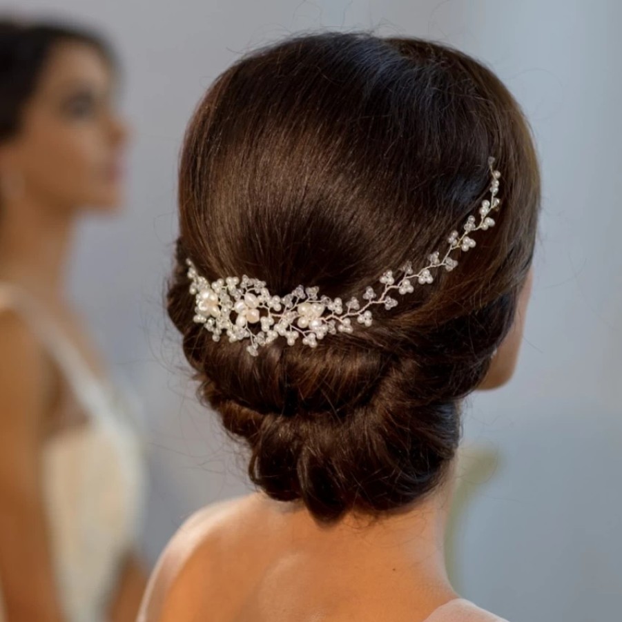 Posy & Pearl Oceana Freshwater Pearl Blossoms And Crystal Hair Vine Online