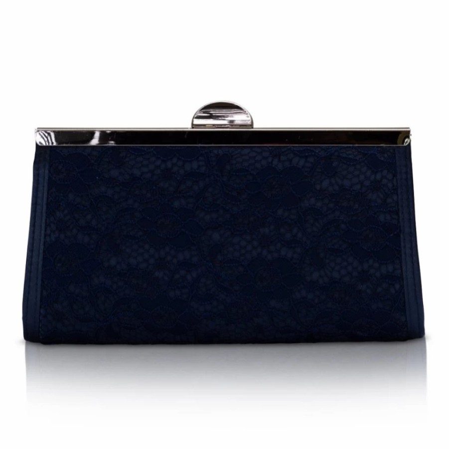 Perfect Bridal Perfect Bridal Wilma Navy Lace And Satin Clutch Bag Hot